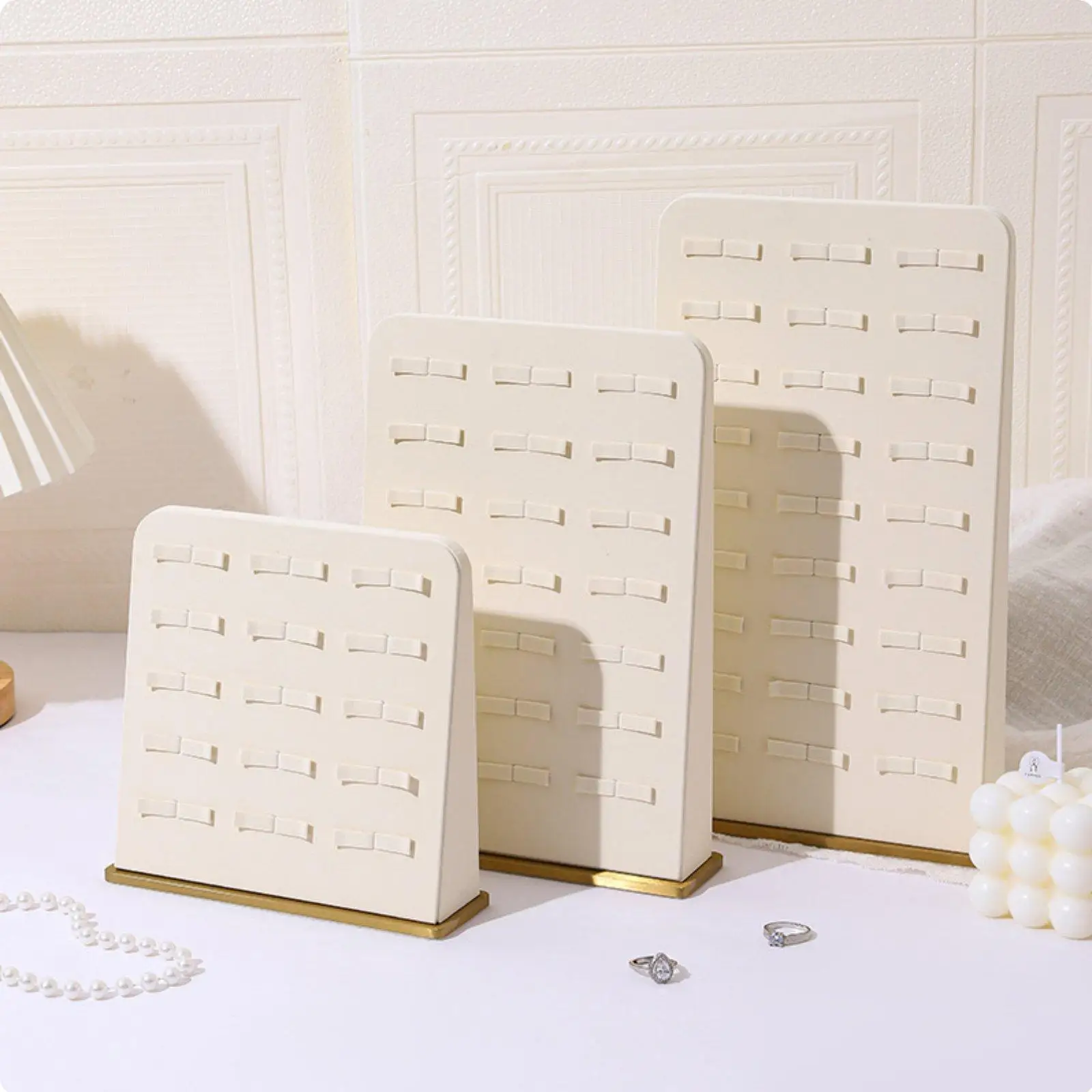 Modern Jewelry Display Stand Accessory Organizer with Secure Slots for Jewelry Store or Photography Prop