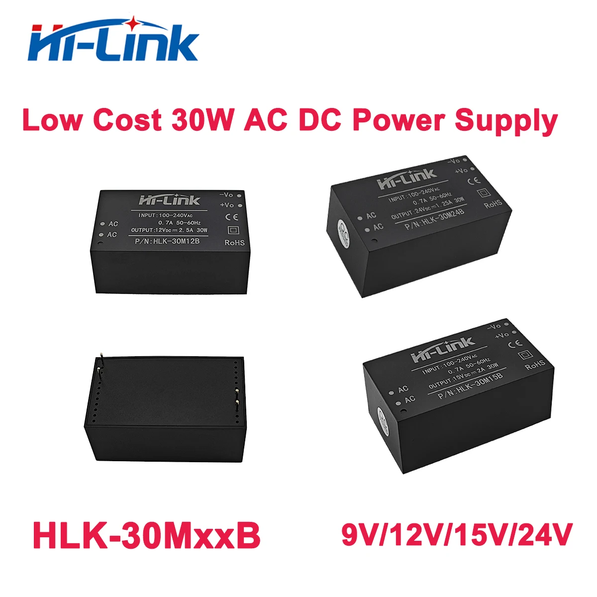 

3000V Low Cost 30W 9V/12V/15V/24 AC DC Step-Down Power Supply Module HLK-30M12B HLK-30M15B HLK-30M24B