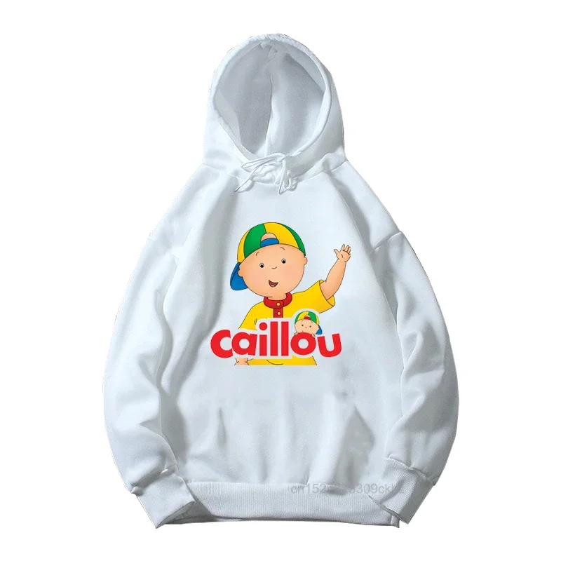 Children'S White Hoodies Cartoon Caillou Graphical Printed Sweatshirt Boys Autumn/Winter Clothes Versatile Tops