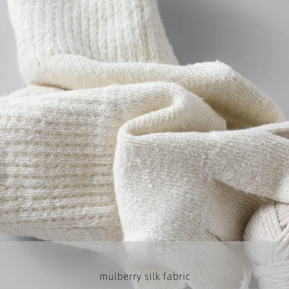 Women's Natural Mulberry Silk Original Color Warm Split Finger Gloves Threaded Mouth Elastic Skin Friendly Exposed Toe Gloves