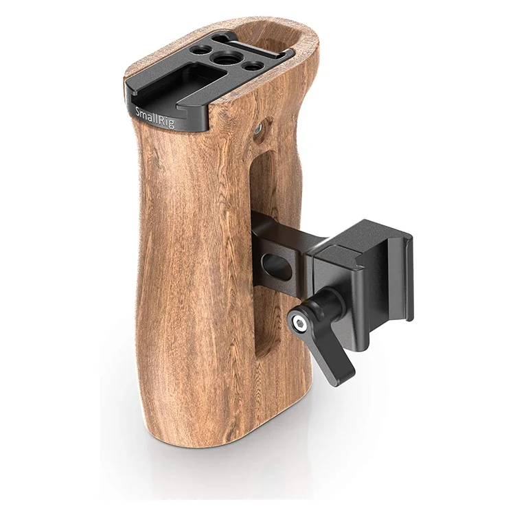 

Small Rig Universal Side Wooden NATO Handle Grip DSLR Camera Cage with Cold Shoe Mount Built-in Wrench 2187