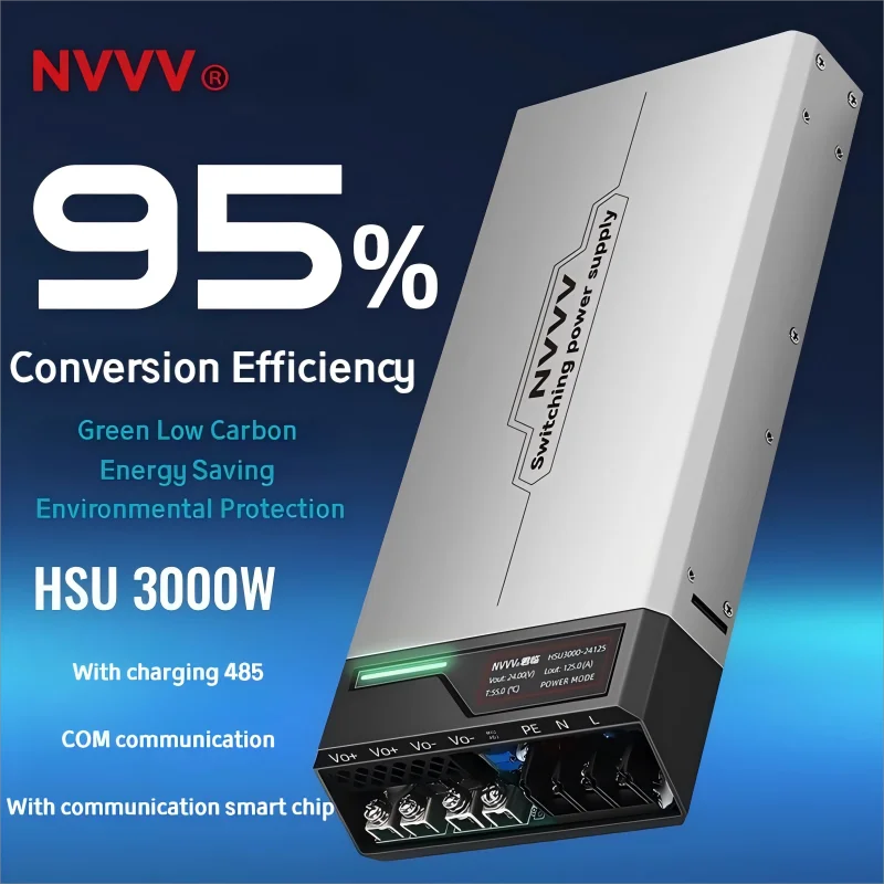 NVVV 3000W Ultra-Thin PFC Power Supply 24V/36V/48V DC, High Efficiency for Charging Pile, Security, New Energy