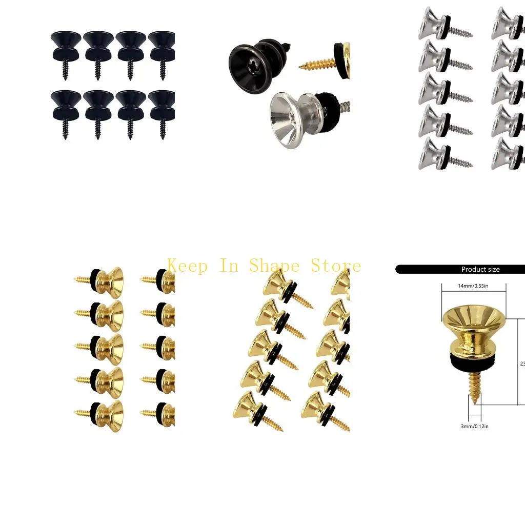 

U1JC 10Pcs Guitar Strap Locks Metal Guitar Strap Buttons Lock End Pin Enduring