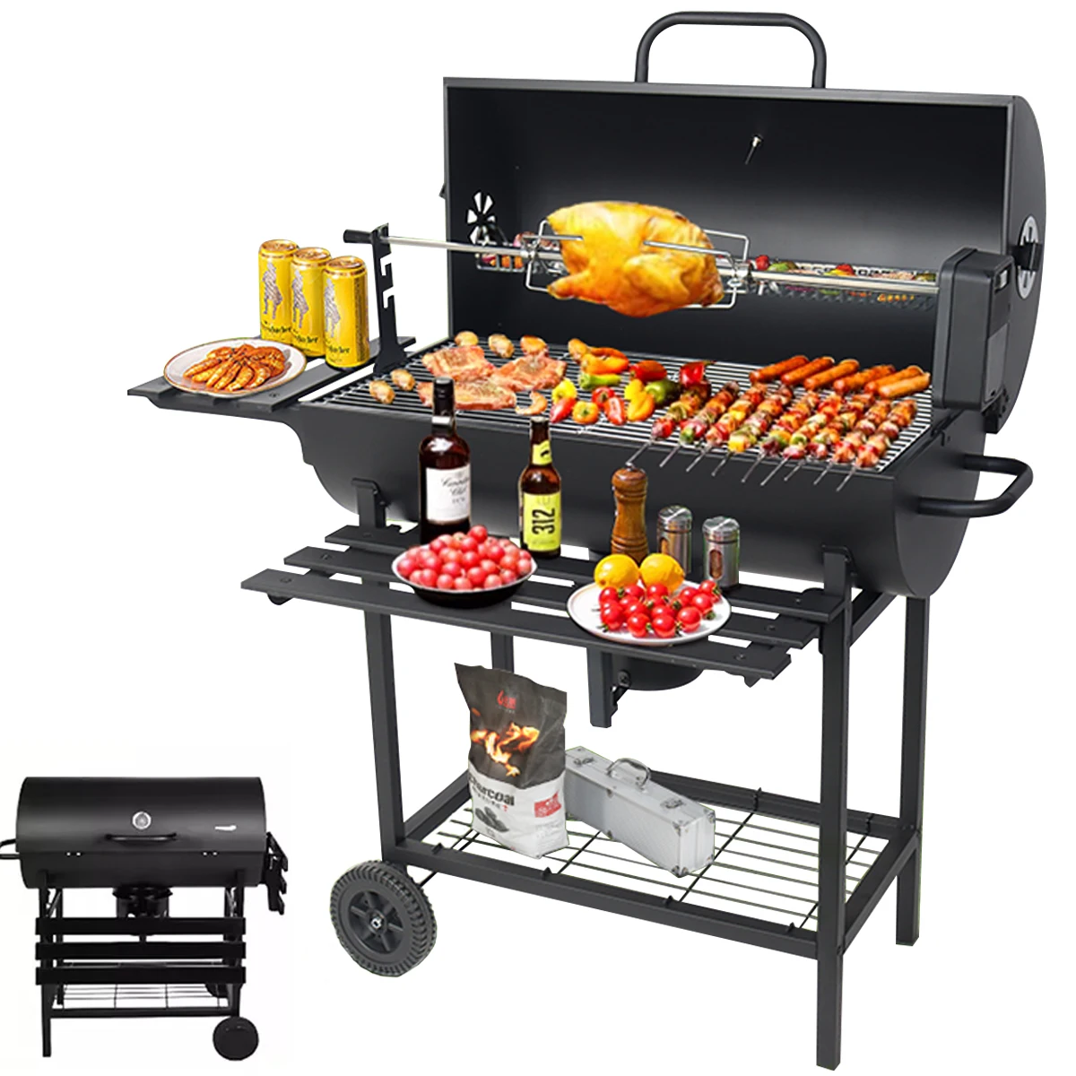 Three AGUILA grill kitchen, meat charcoal grill, folding camping Brazier, portable charcoal grill, barbecue utensils, wood stove, fire skewers accessories, kitchen, dining room