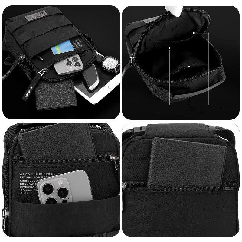 New Multifunction Crossbody Bag for Men USB Charging Shoulder Messenger Bags Male Waterproof Short Trip Chest Bag Male Daypack