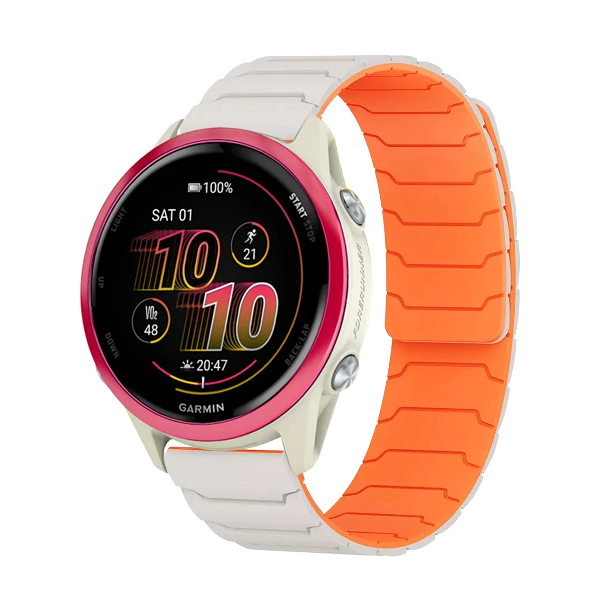 Garmin Forerunner 570 165 245 265 /Vivoactive 6 5 4/Venu 3 2 SQスポーツバンド用 マグネットループストラップ 20mm 22mm シリコン製腕時計バンド