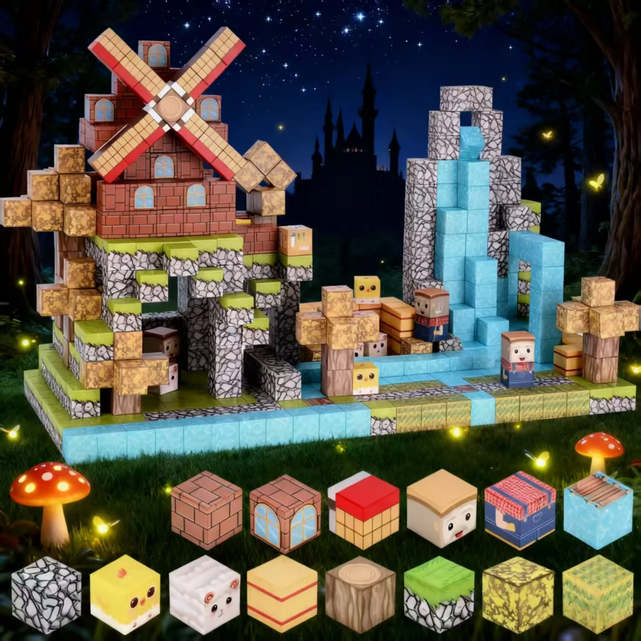 100 قطعة كتل مغناطيسية (مكعبات مغناطيسية) - ألعاب جذعية للأطفال 3+. هدايا مثالية للهالوين/عيد الميلاد قابلة للتكديس للأولاد والبنات