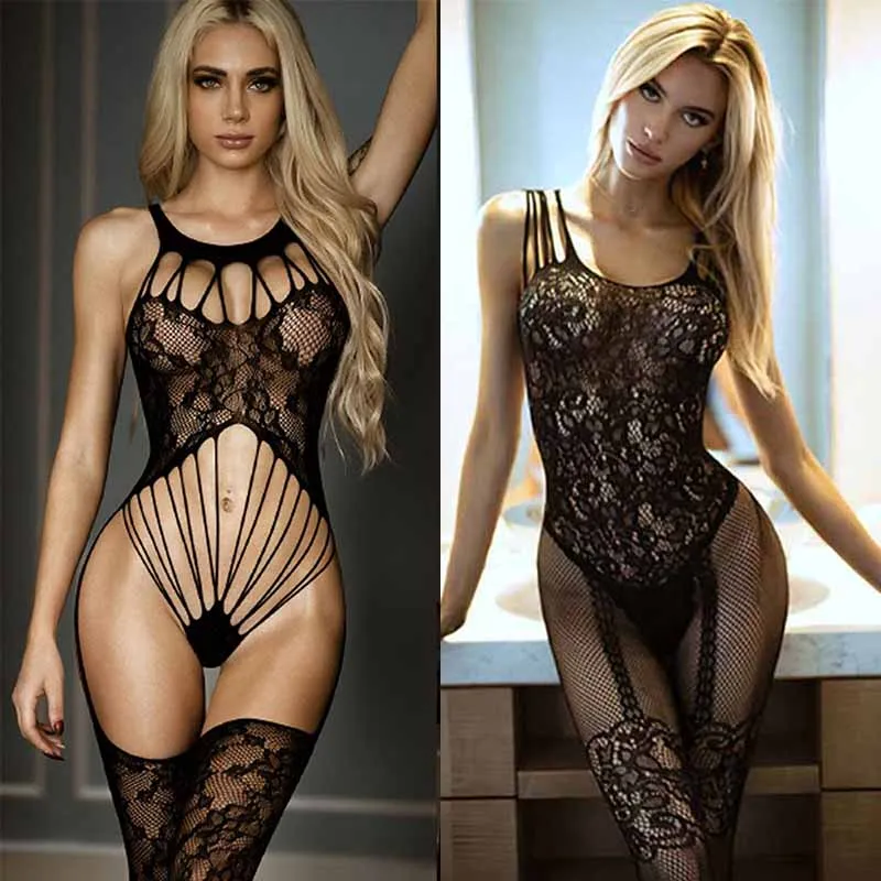 Sexy Fishnet Bodysuit Women Crotchless Erotic Tights Lingerie Ladies Bodystockings Erotic Mesh Clothes Nightclubs Sex Underwear