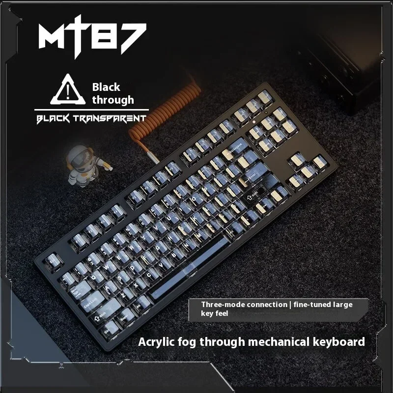 

EWEADN MT87 Tri-Mode Mechanical Keyboard Mouse Combo Clear Acrylic Case Red Switch White Backlit for Gaming Office