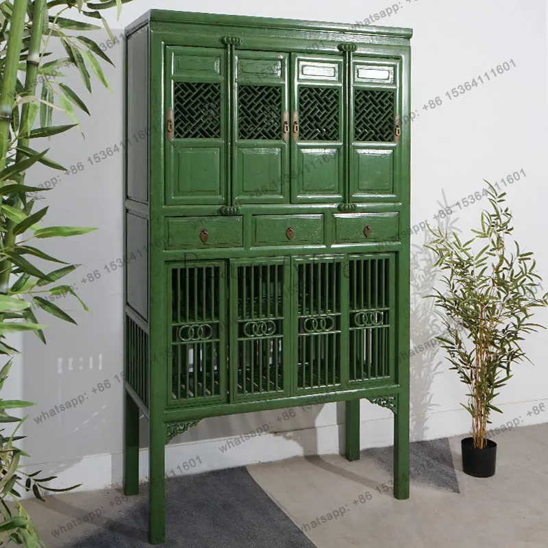 PG old furniture old-fashioned bowl cabinet decoration kitchen storage cabinet antique antique collection old object solid wood