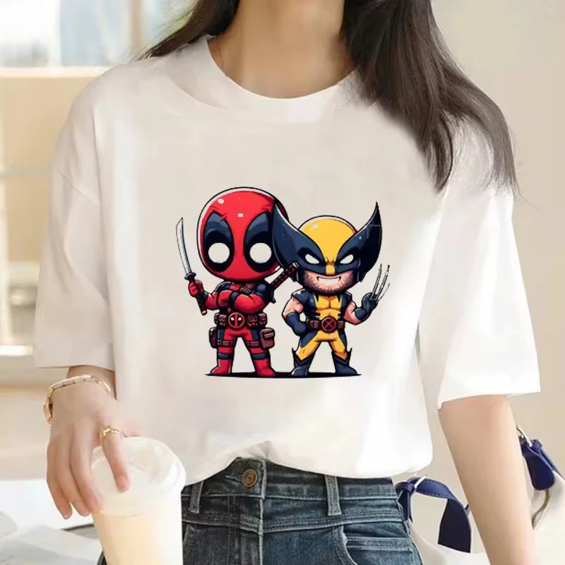 Deadpool and Wolverine Same Deadpool  Anime Patterns Printing Man Womens Cotton Top Marvel Movie Peripherals Cartoon Y2K T-shirt