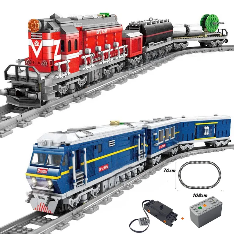 City high-tech Battery Powered Electric City Train Fuxing High-Speed Rail Building Blocks Brick Gift Toy for Children Leduo