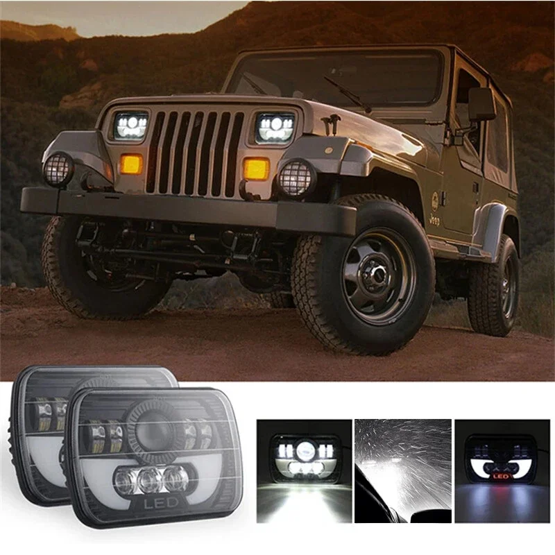 

7inch H4 Led Light For Jeep Wrangler Toyota Nissan Ford off road Square Headlight Assembly Turn Signal DRL 7x6 5X7" Hi-Low Beam
