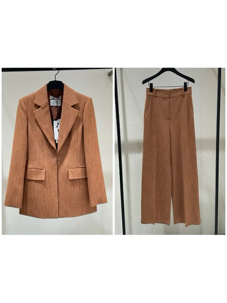 

Elegant Korean Style One Button Suit Jacket And Pants Set for Women Slimming Commute Fashionable Spring Summer Workwear