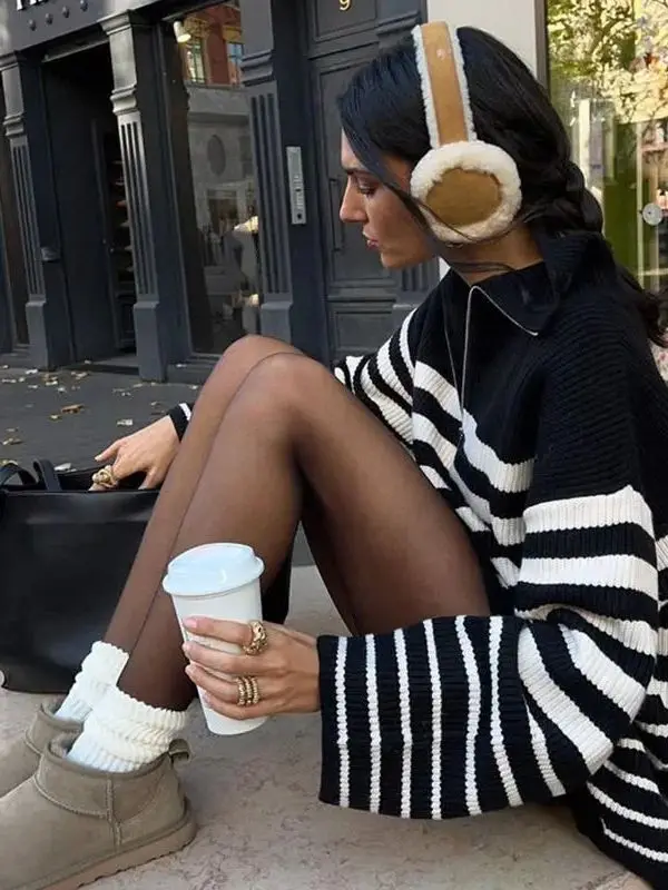 カーキ色のファッショナブルなウールプラッシュイヤーマフ、女性用耳あて、スタイリッシュなコーデュロイ耳カバー、寒い季節に最適