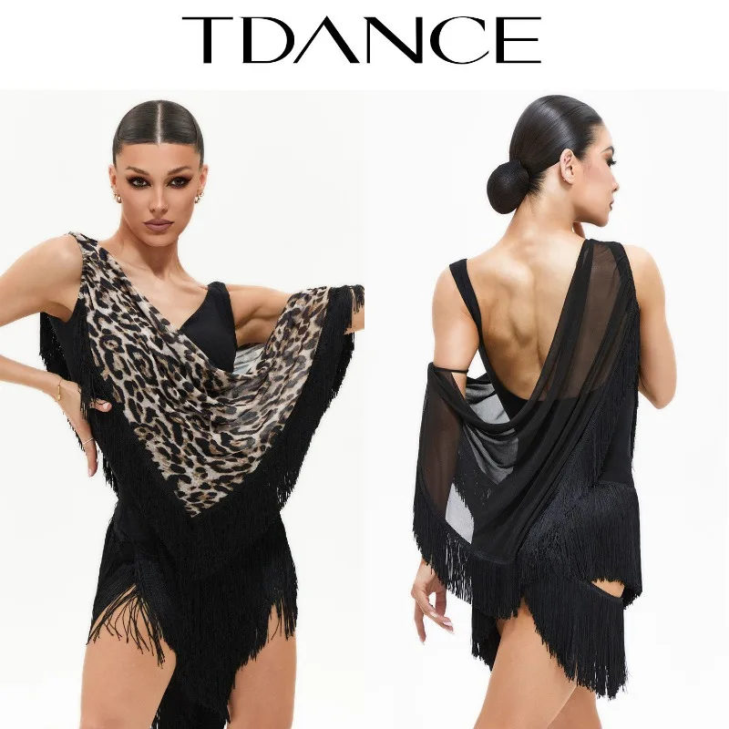 

Женский латинский комбинезон TDANCE [с асимметричными бахромами на рукавах] дизайнерской работы, для взрослых, премиум-класса GL-184