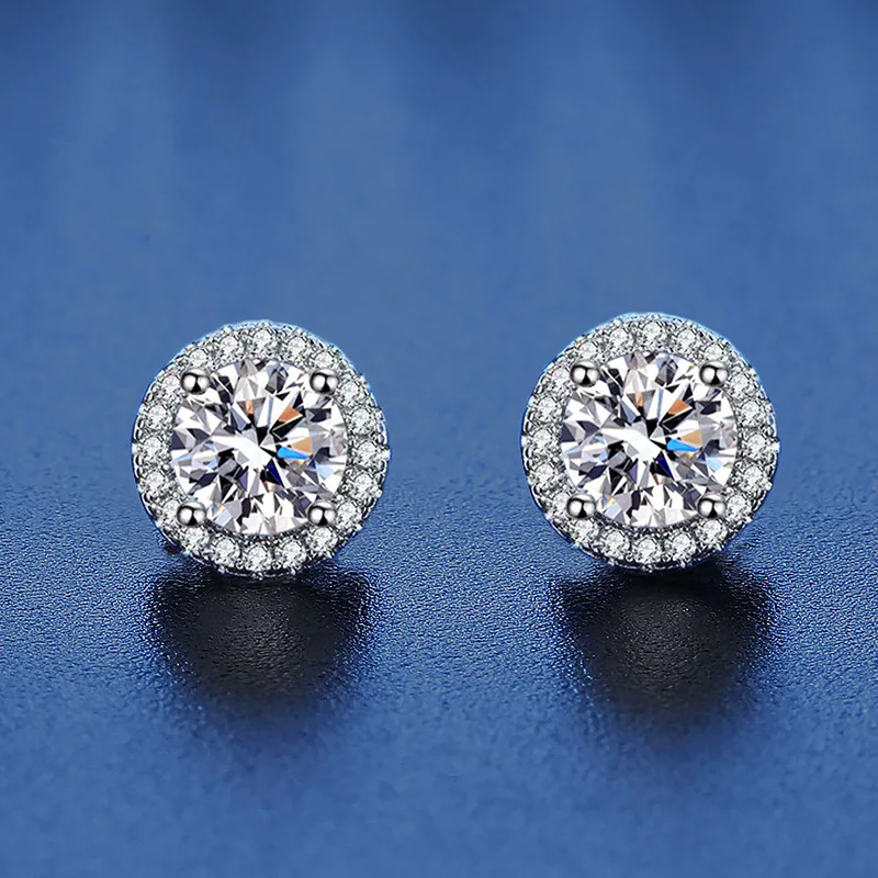 

New 925 Sterling Silver Earrings 5A Zircon Round for Women Top Quality Wedding Engagement Jewelry Stud Earrings Party Gifts