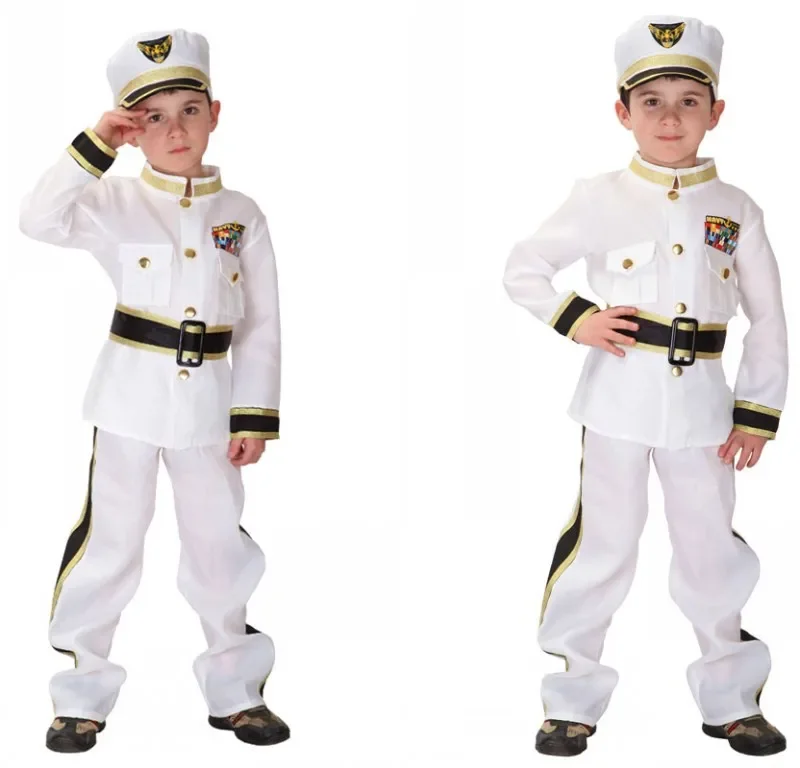 Costume de policier de l'armée de l'air pour enfants, olympiques de cosplay d'Halloween, olympiques de la marine, fête de carnaval pour enfants, garçons