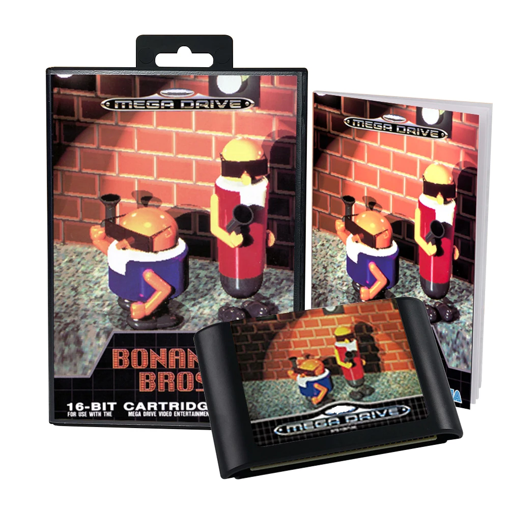 Bonanza Bros-صندوق خرطوشة اللعبة ، لعبة تغطية لسيجا ، MD ، محرك ميجا ، لوحات المفاتيح Genesis ، EUR ، دليل
