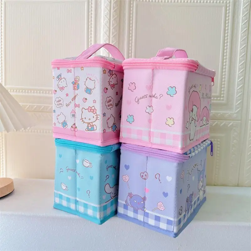 Sanrio Hello Kitty Storage Box Kawaii Kuromi My Melody Cinnamoroll Pochacco Large Capacity Foldable Desktop Portable Storage