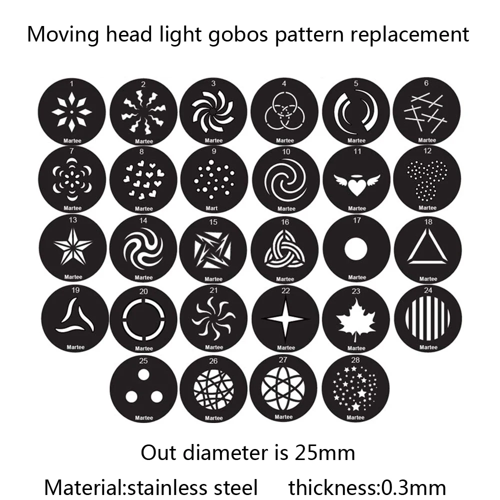 Moving Head Rotated Gobos Stage Club KTV Neon Backgrounds Beam Spot Light Wed Heart Stainless Gobo Pattern Replacement Accessory