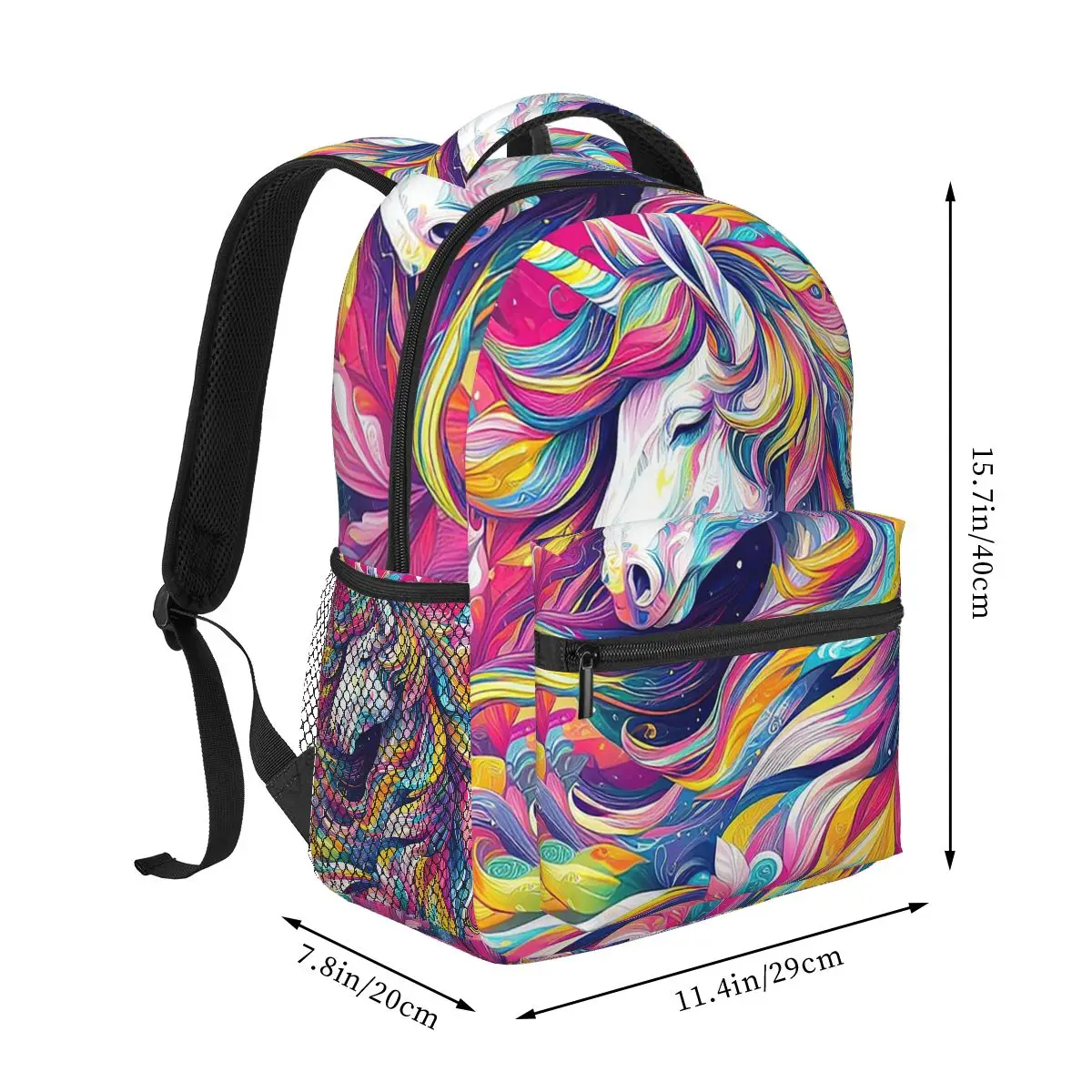 Colorful Cartoon Unicorn Print Backpack Hot Sale Daypack Large Capacity Kids BookBag School Bag Shoulder Bags for Men Women