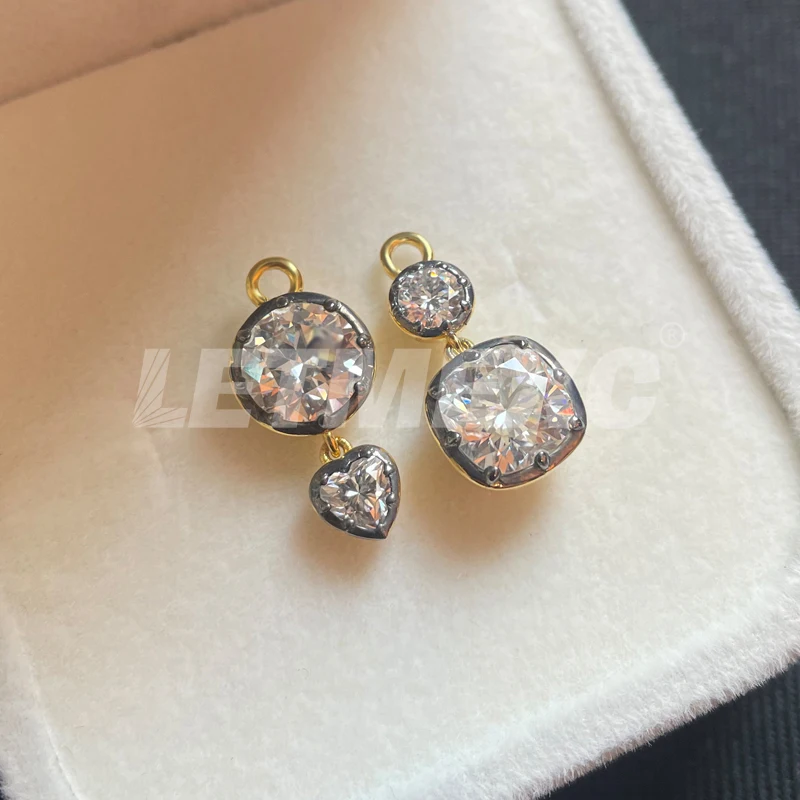 

LETMEXC 10K Gold Black Gold Asymmetrical Moissanite Earrings Gypsy Style