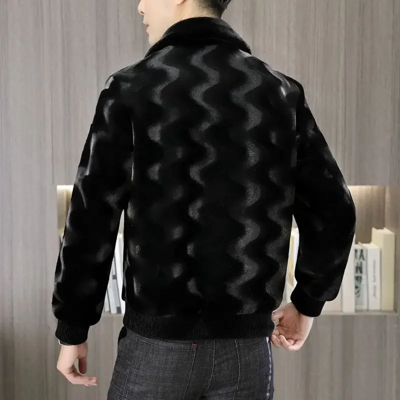 Men\'s Winter New Style Gold Velvet Jacket Trendy Slimming and Thick Velvet Warm Top Handsome Collar Jacket