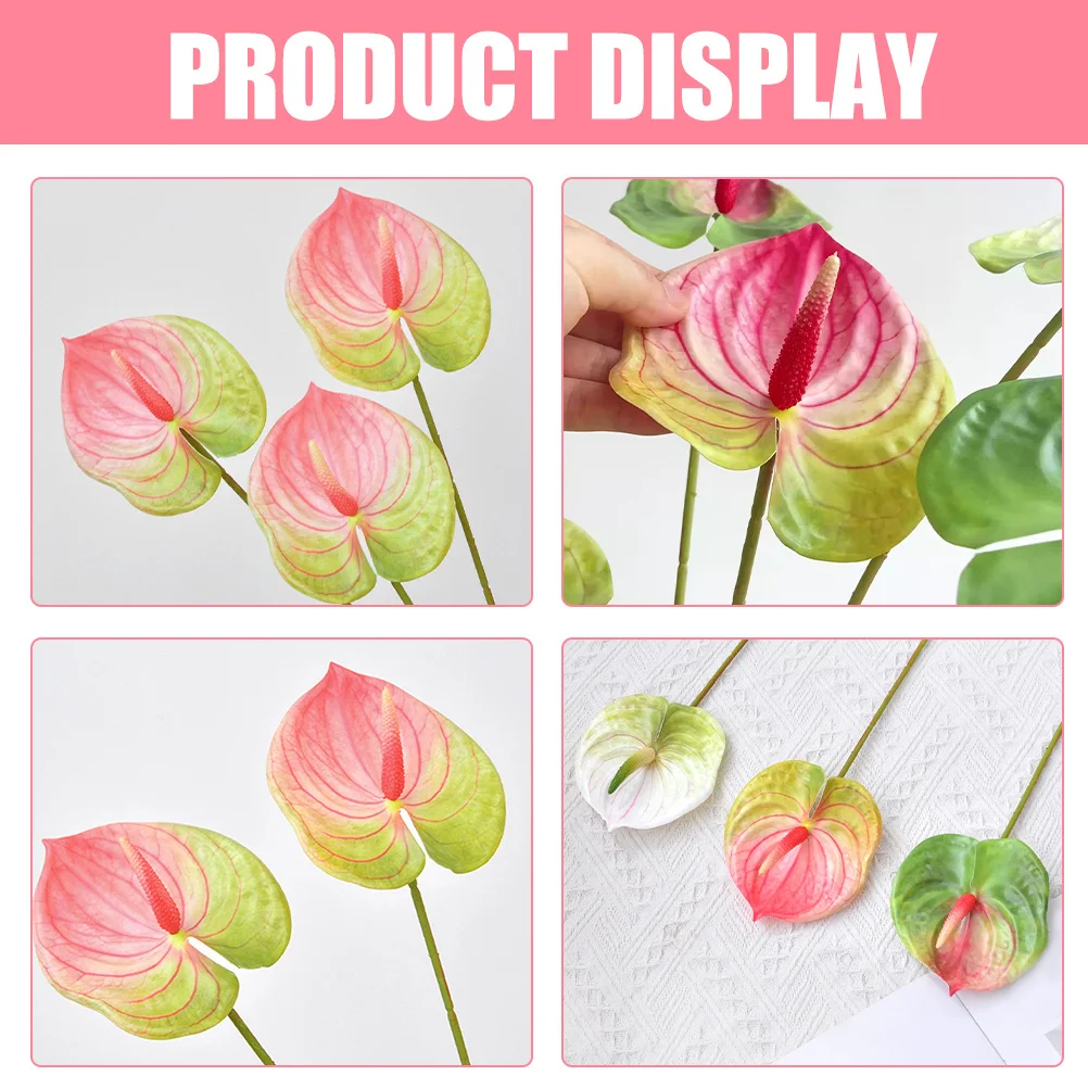 

6Pcs Faux Anthurium Flower Branch Set Realistic Plastic Flower Decor for Table Centerpiece Photography Backdrop Holiday Wedding