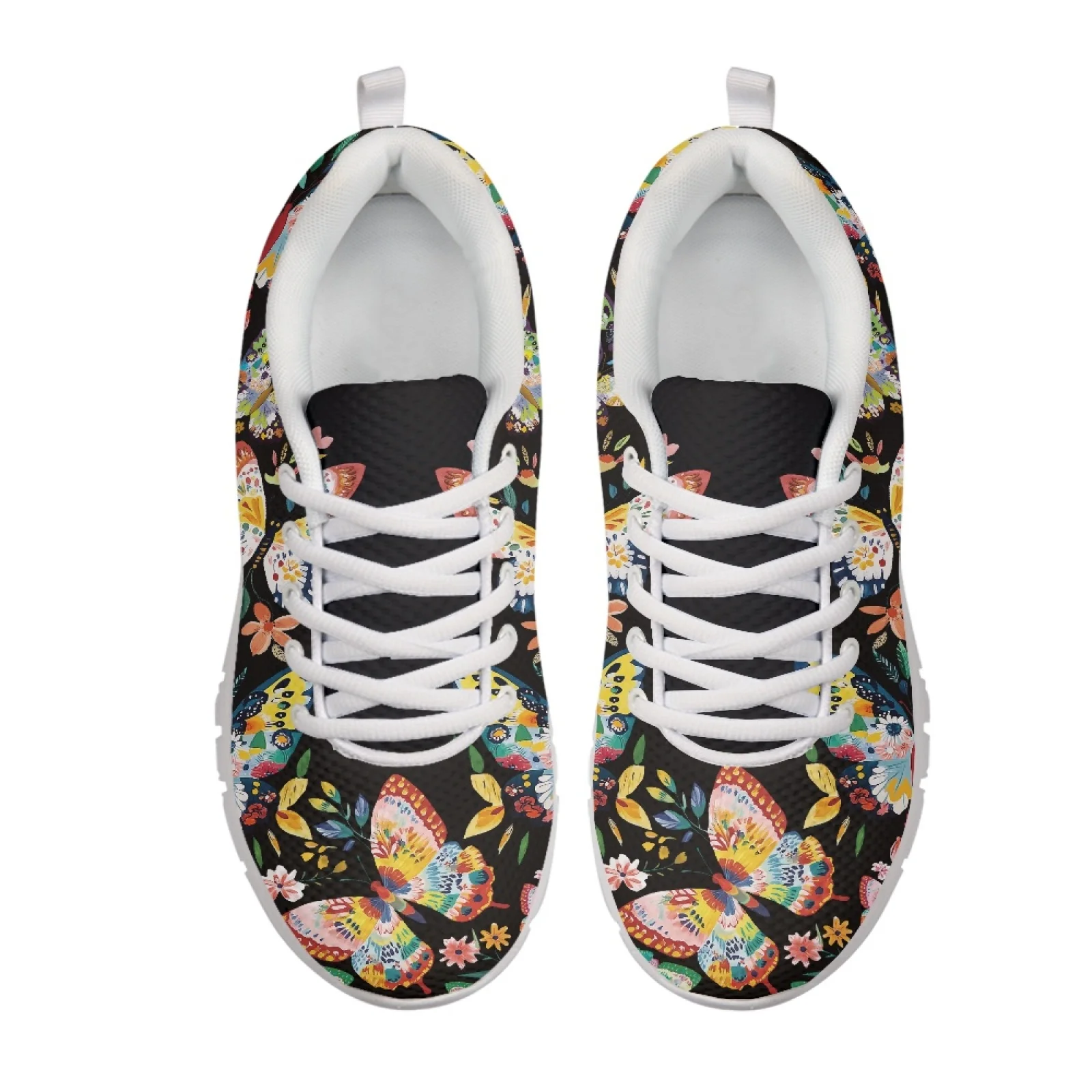 Coloranimal Butterfly Floral Lace-up Sports Trainers Men's Tennis Shoes Sports Tennis Shoes for Womens Ladies