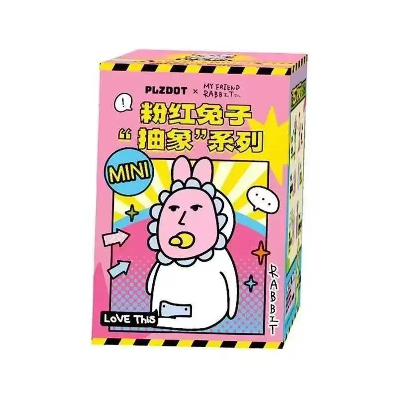 새로운 핫핑크 토끼 블라인드 박스, 독특한 추상 시리즈 미스터리 박스 장난감, 귀여운 패션 액션 피규어, 만화 장식, 서프라이즈 선물