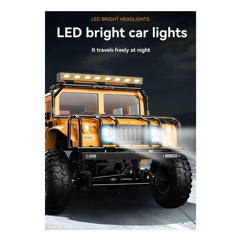 Vierwielaandrijving snelle RC auto 1/12–volledige schaal off-road klimmen simulatie buiten voor jongens, cadeau auto auto geel