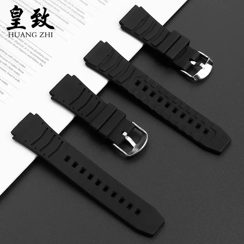 For Casio MWA-100H MWD-100H GST-B300 PRG-80/PAG-80 1000/PRW1100 Convex Rubber Silicone Watch strap 20MM Watchband Black Bracelet