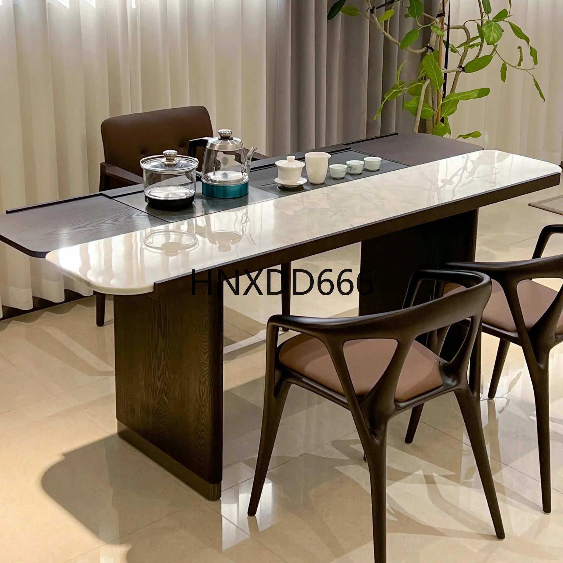 

New Chinese solid wood tea table and chair combination rock slab