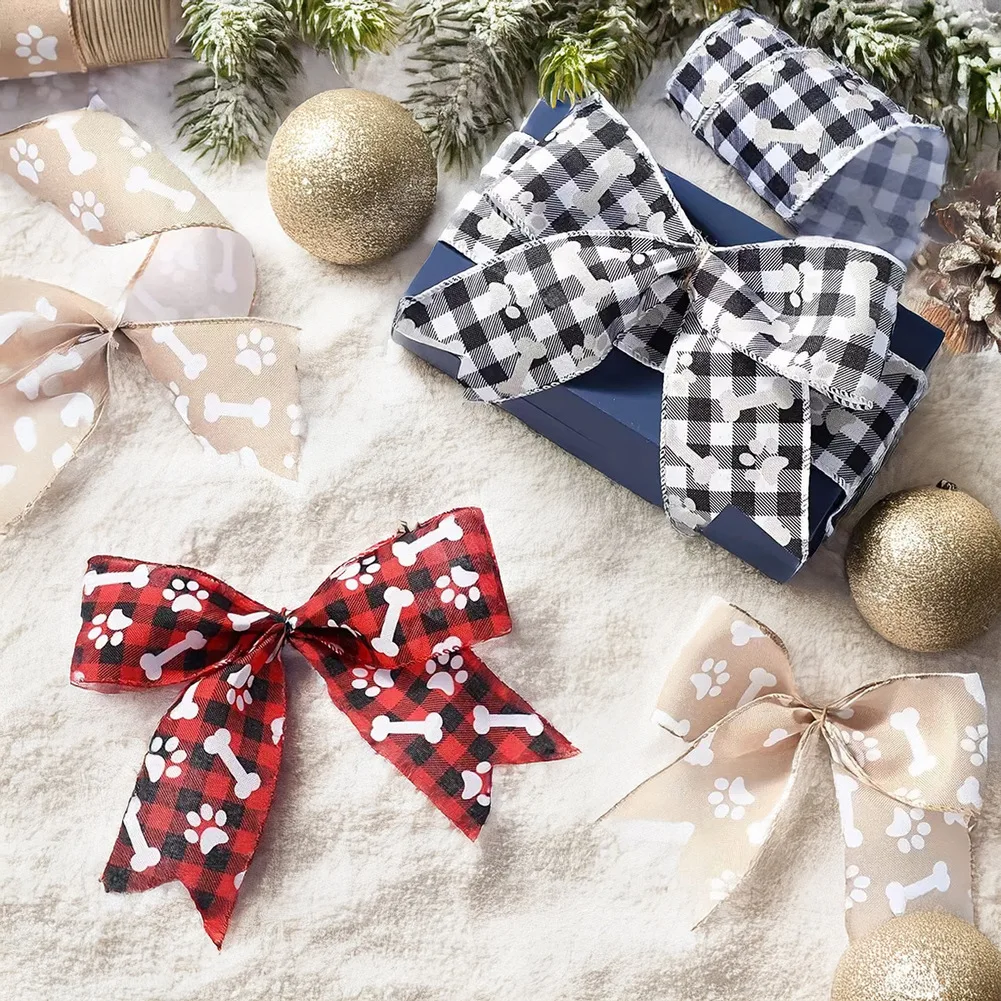 

DIY Holiday Decor 5 Yards Per Roll Christmas Ribbon 5 Yards Length Beautiful Bows Crafting Supply Iron Wire Edge