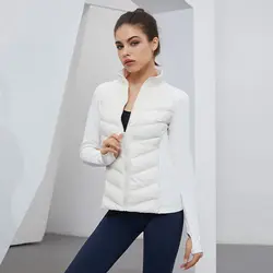 New White Goose Down Coat Women Running Skiing Mountain Climbing Windproof Standing Collar Elastic Fitness Jacket Women