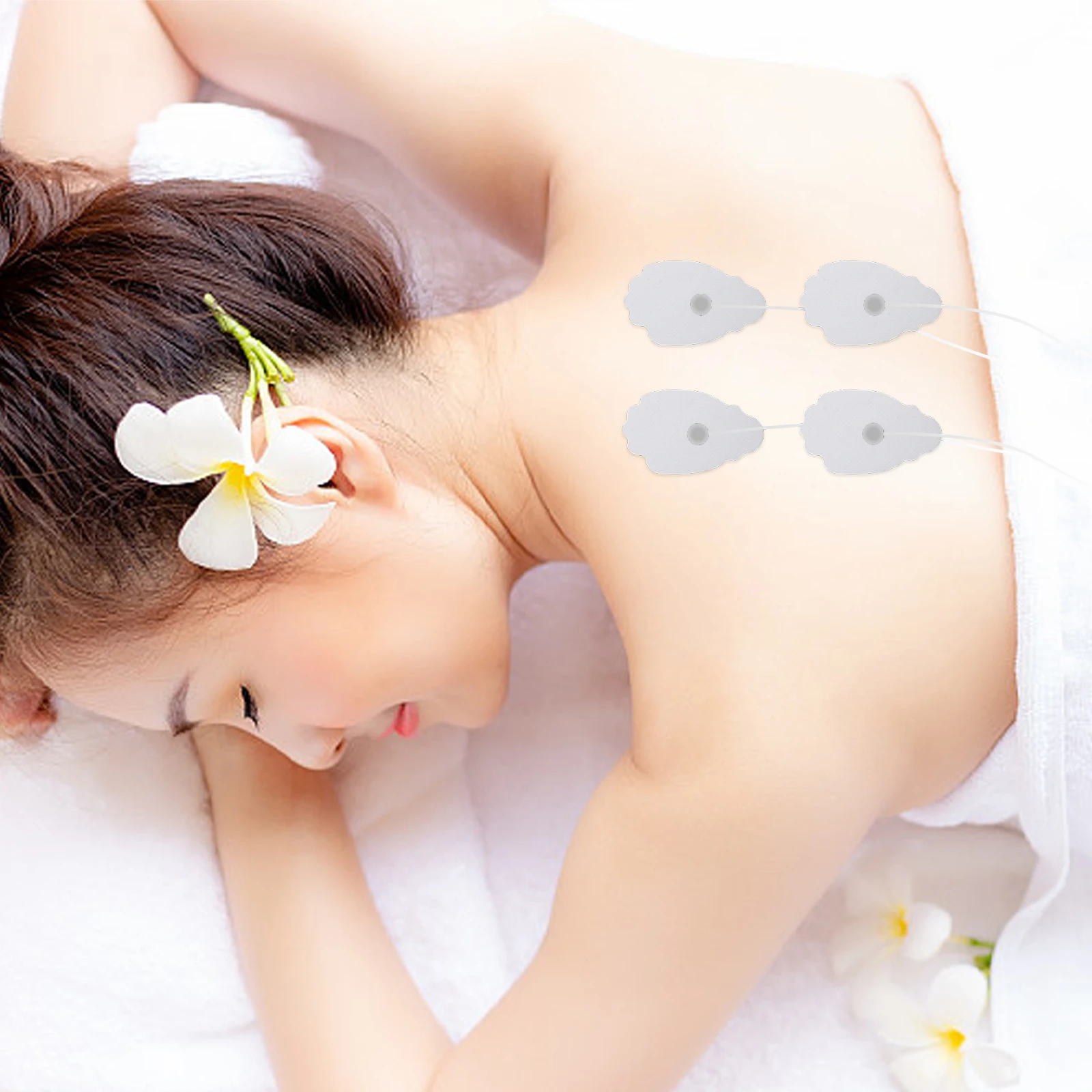 

10pcs Electrode Pads Reusable White H Shape Silicone Massage Sheets for Physiotherapy Household Flexible Cloth Supply
