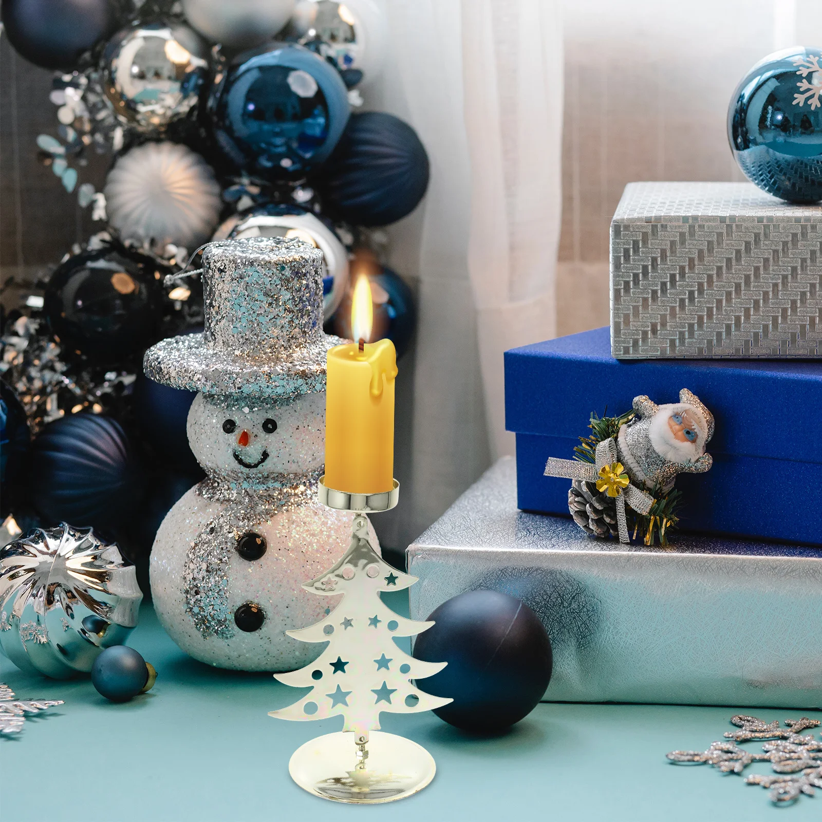 

Metal Holder Christmas Tree Shape Tealight Stand for Table Centerpiece Decor Desktop Ornament Xmas Decoration