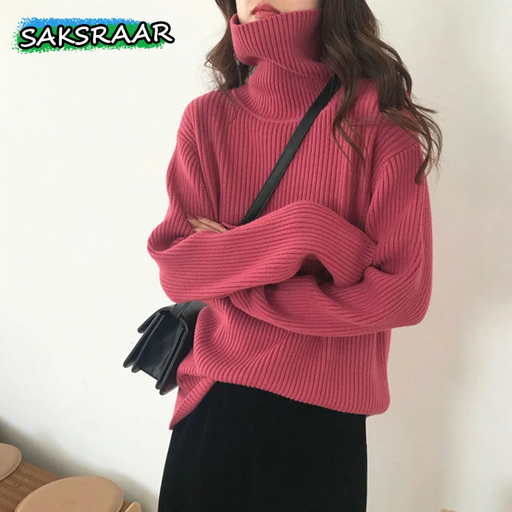 Women's Winter Knit Knitwear Turtleneck Sweater Tops Blouse Sweatshirts Pullovers For Women Streetwear Korean Fashion Clothing