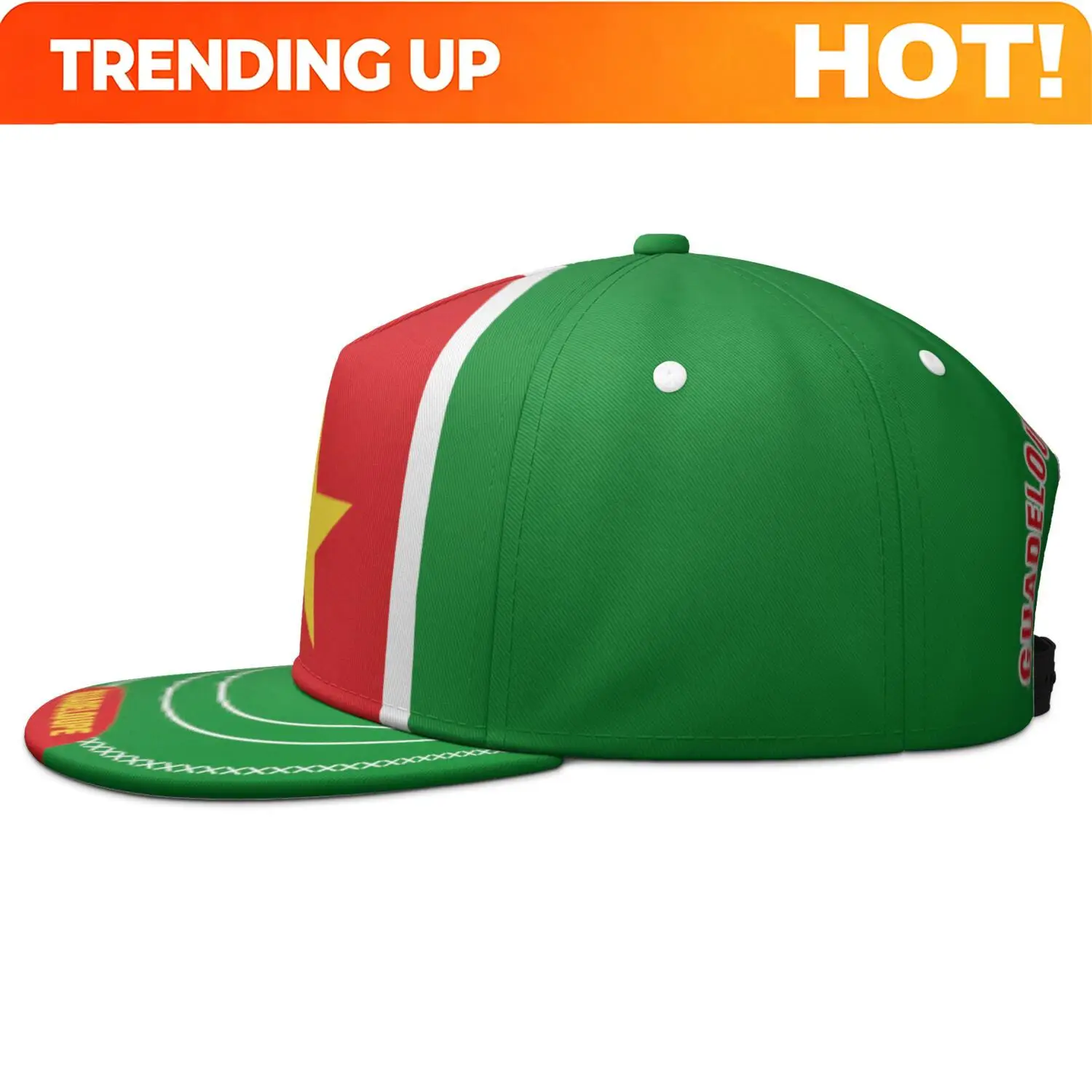 Guadeloupe Flat Brimmed Cap Free Custom Made Name Logo Hip-hop Hat Nation Flag Country French College Print Photo