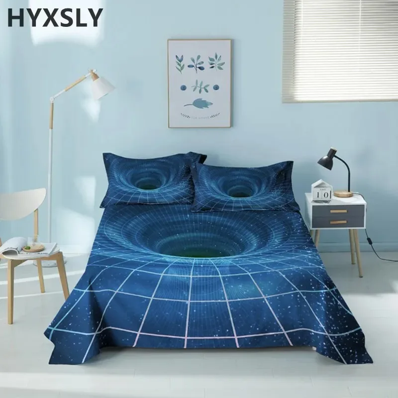 

Geometric Galaxy Bed Flat Sheet 3D Printed Sheets Set With Pillowcase For Bedroom Decor Luxury King Queen Single Size Bedspread