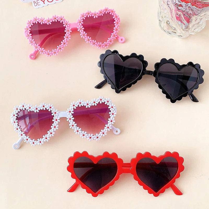 2/4/8Pcs 6 Styles Girls Cute Fashion Colors Heart Cat Bear Ear  Children Kids Fashion Glasses Protection Eyewear Great Gift image 6