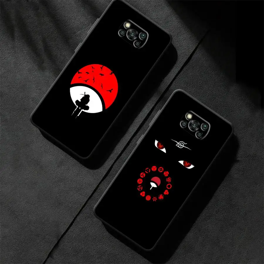 Custodia per Xiaomi Poco X3 X4 X5 X7 Pro M3 M4 M7 Pro F3 F1 C50 M5 C40 C61 C71 C75 Nero Custodia morbida per telefono Cool Uchiha Logo
