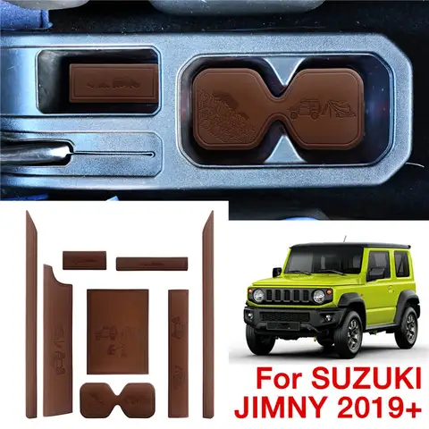 미끄럼 방지 가죽 자동차 컵 코스터 슬롯 패드, 스즈키 짐니 JB64 JB74 2019-2022 미끄럼 방지 매트, 포켓 거치대 패드 액세서리, 신제품