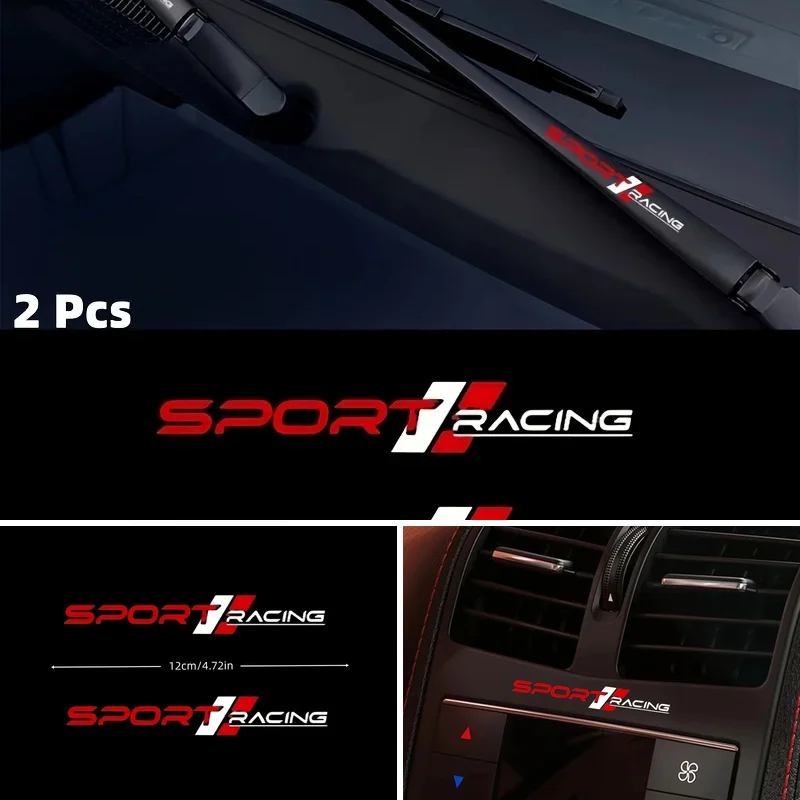 2Pcs Sport Racing Lettering Car Sticker for Wiper Arm Side Mirror Door Interior Universal Auto Exterior Refit Accessories