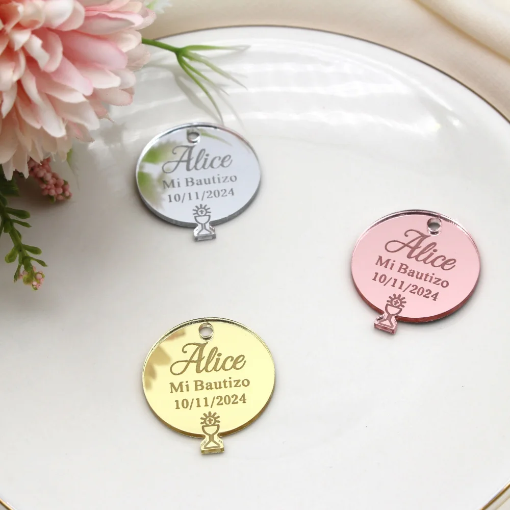 

5/10/25/30Pcs Personalized Gold Acrylic Round Tags Custom Engraved Name or Logo Wedding Party Baby Baptism DIY Decoration Gifts