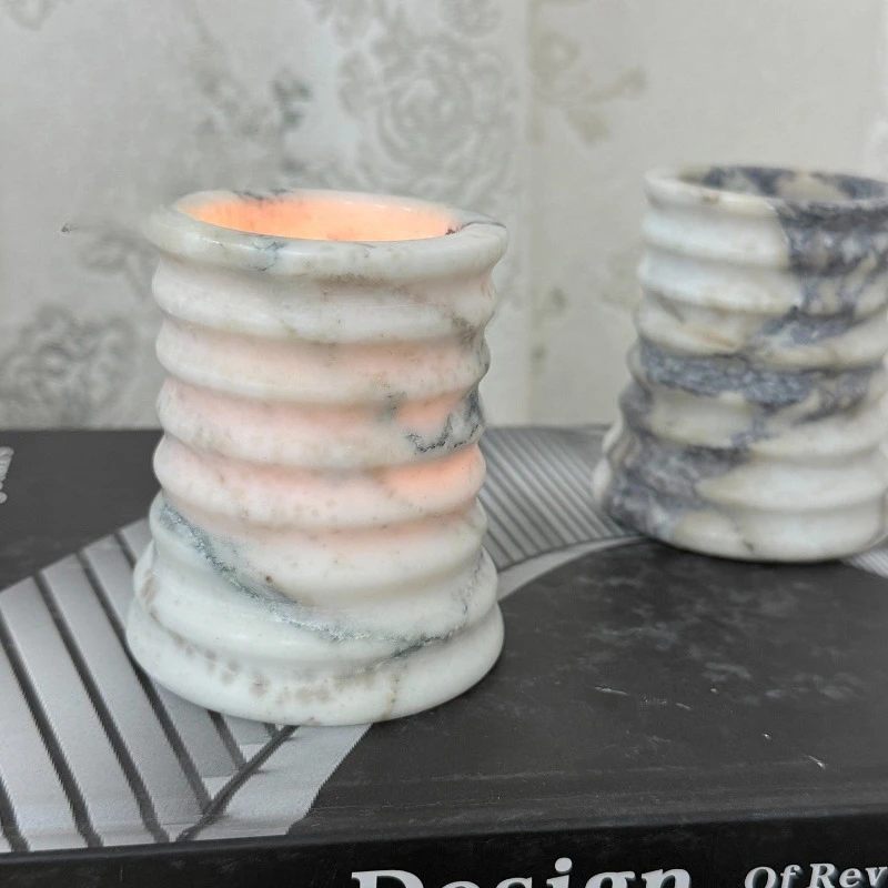 New Wabi Sabi Ivory Travertine Aroma Diffuser, Designer Scented Burner, Candle Holder Decor for Living Room, Study & Bedroom