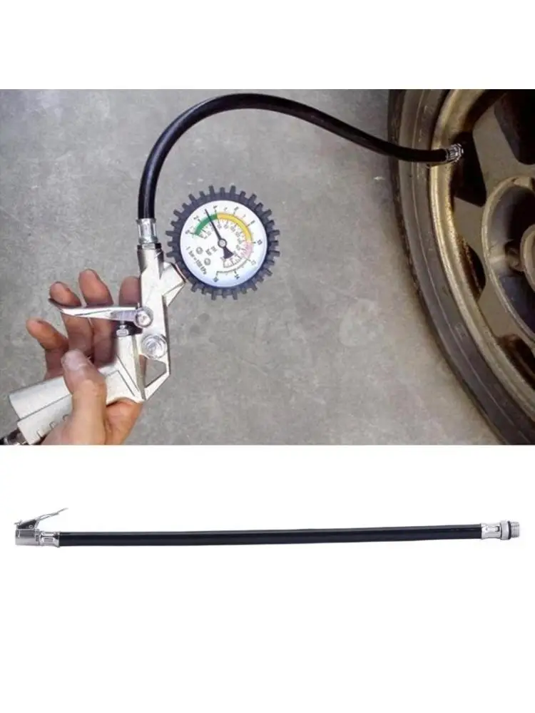 1Pc Motorcycle Bike Car Flexible Clip On Air Tyre Tire Chuck Inflator Hose