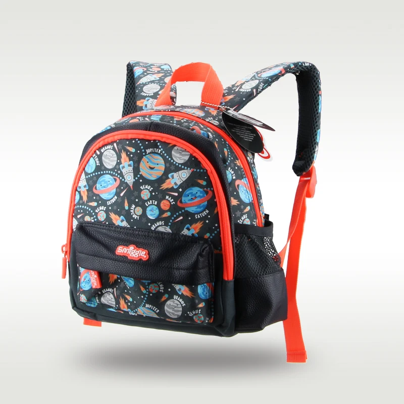 Mochila escolar para niños Smiggle Original de Australia, mochila de hombro, planeta negro, guardería, clase pequeña, Baby1-4 años, 11 pulgadas