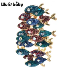 Wuli&baby New Lovely Fishes Brooches Pins For Women Unisex Enamel Shining Water Animal Party Casual Brooch Pins Gifts